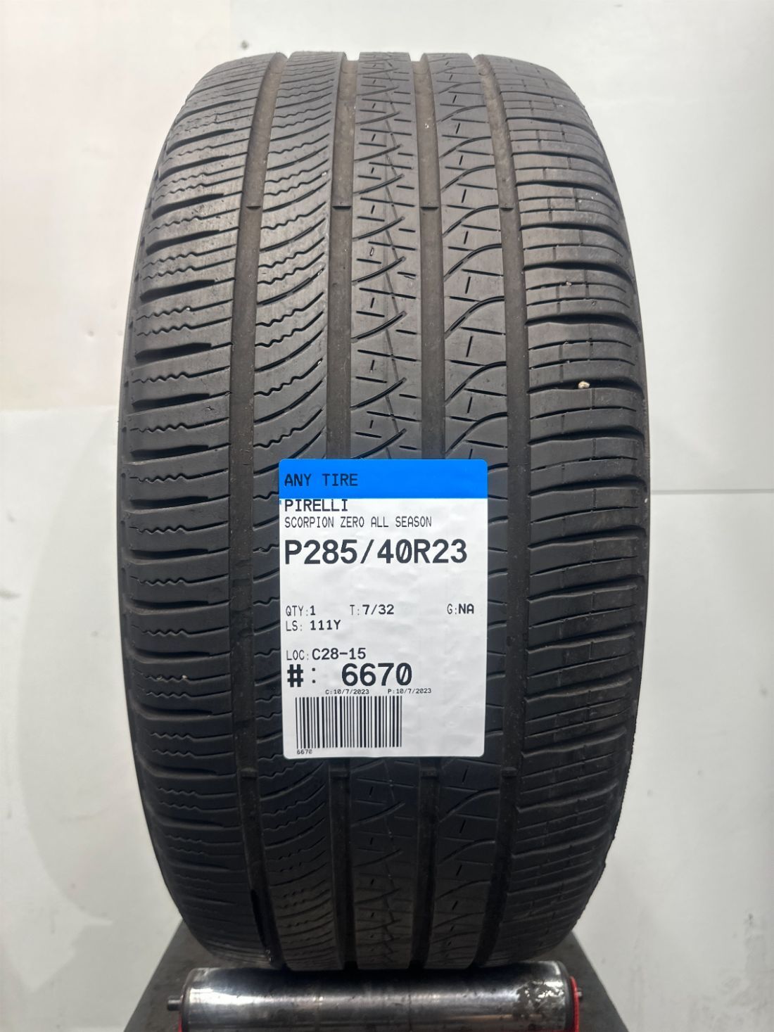 1 Pirelli SCORPION ZERO ALL SEASON Used Tire P285/40R23 2854023 285/40/23 7/32