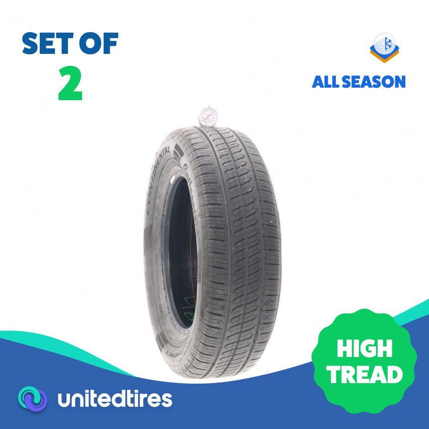 Set of (2) Used 195/65R15 Continental ControlContact Tour M A/S EV 91H – 9/32