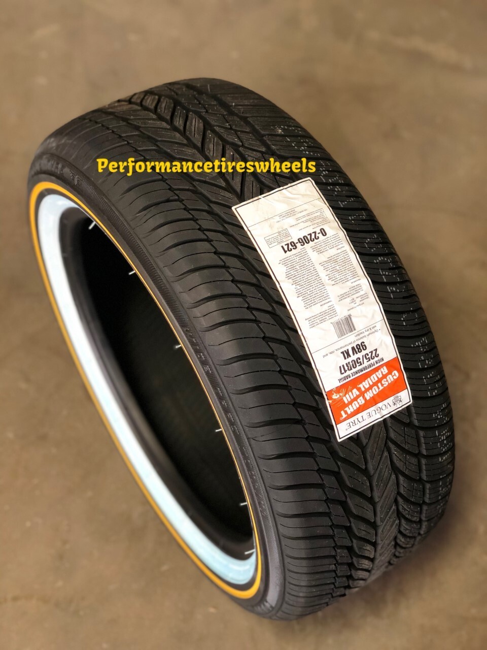 SET OF 4 NEW 225/50-17 98V VOGUE CUSTOM BUILT VIII TIRE 225-50r17 GOLD WHITE