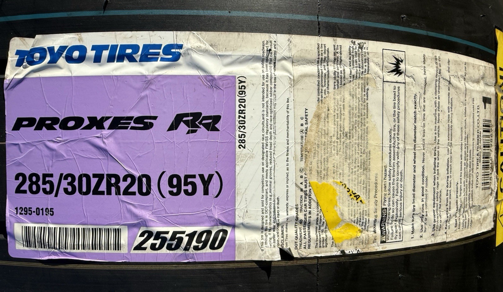 TWO BRAND NEW 285/30ZR20 (95Y) Toyo Proxes RR Track & Competition Tires 2853020