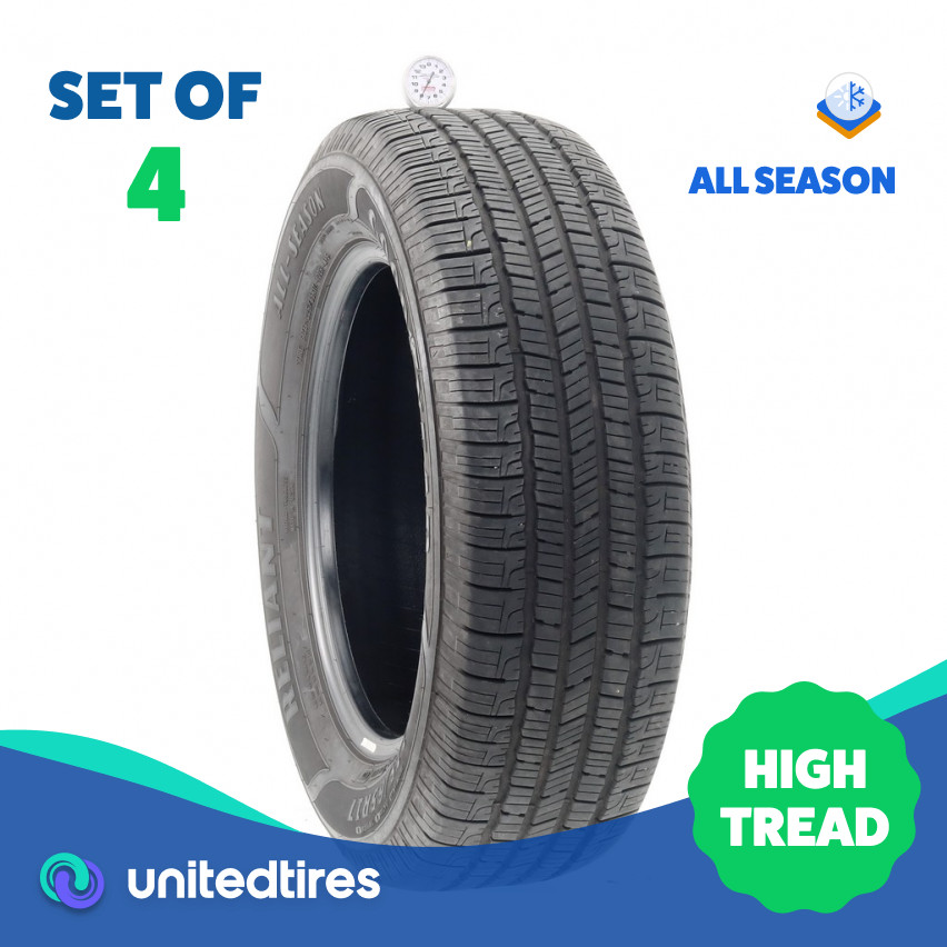 Set of (4) Used 225/65R17 Goodyear Reliant All-season 102H – 8-10/32 (17IA5)