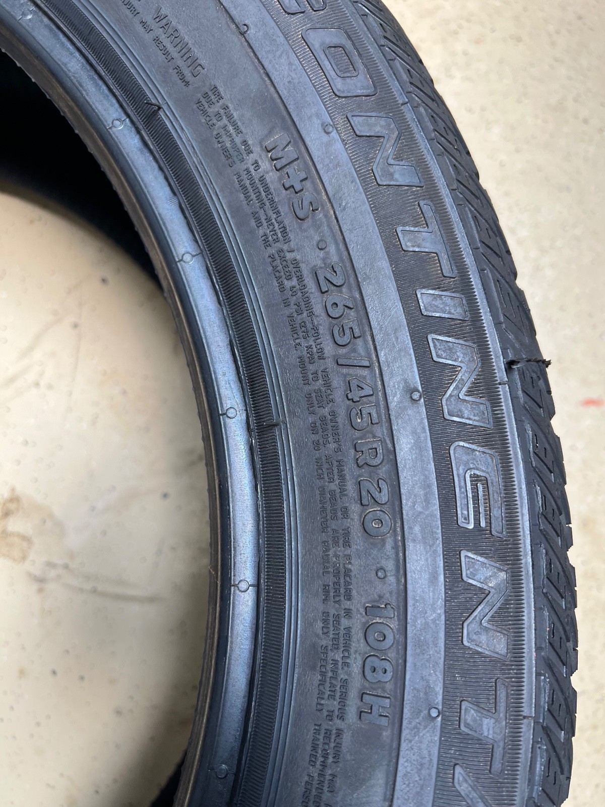 1 – NEW 265/45R20 XL (108H) Continental CrossContact LX Sport (MO) – 6180