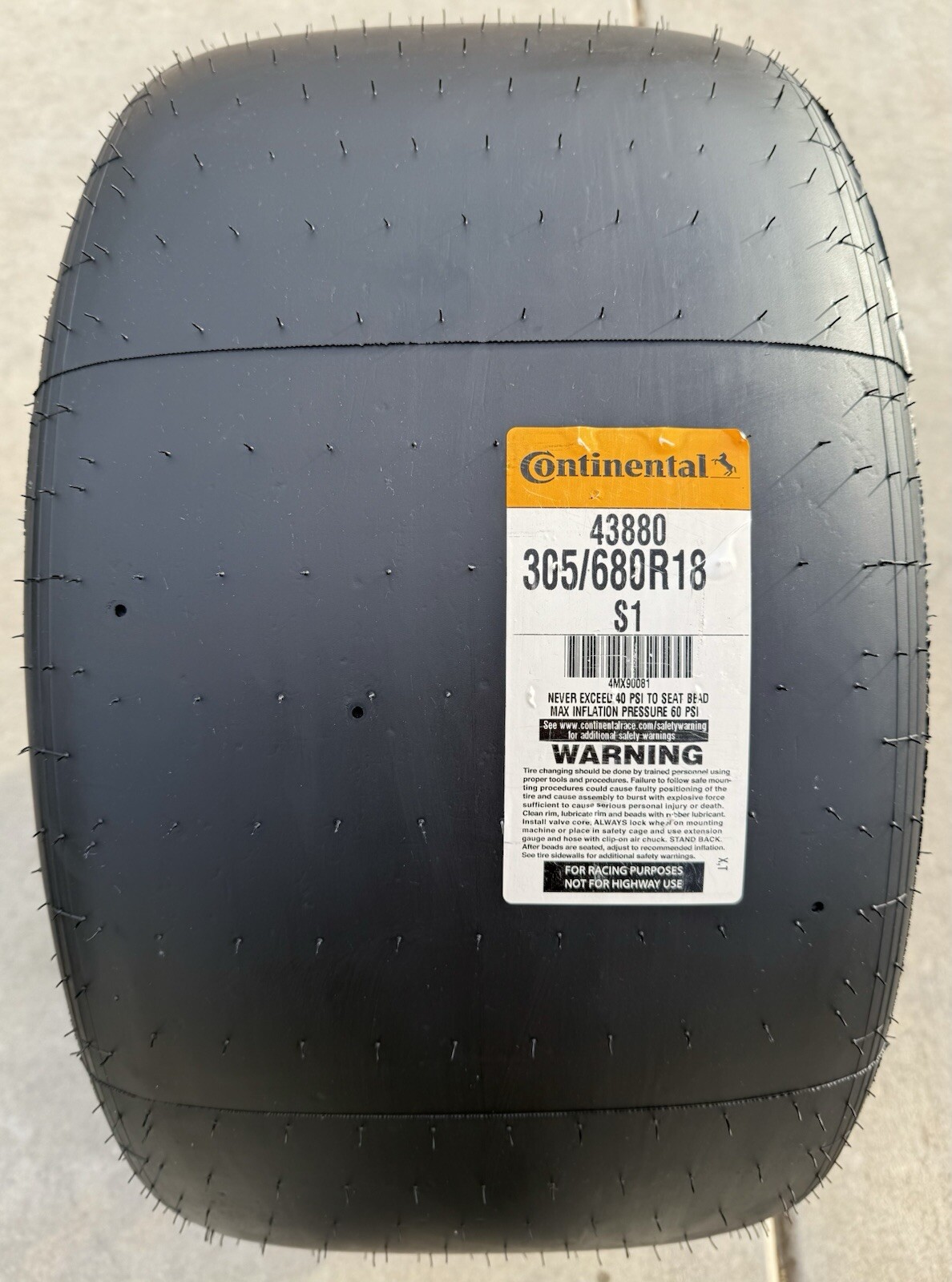 Set of TWO NEW 305/680R18 Continental ExtremeContact DR S1 Road Racing Slicks