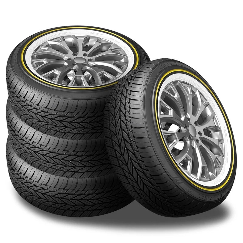 4 Vogue Tyres Custom Built Radial 215/50R17 95V White/Gold Sidewall Tires 460AA