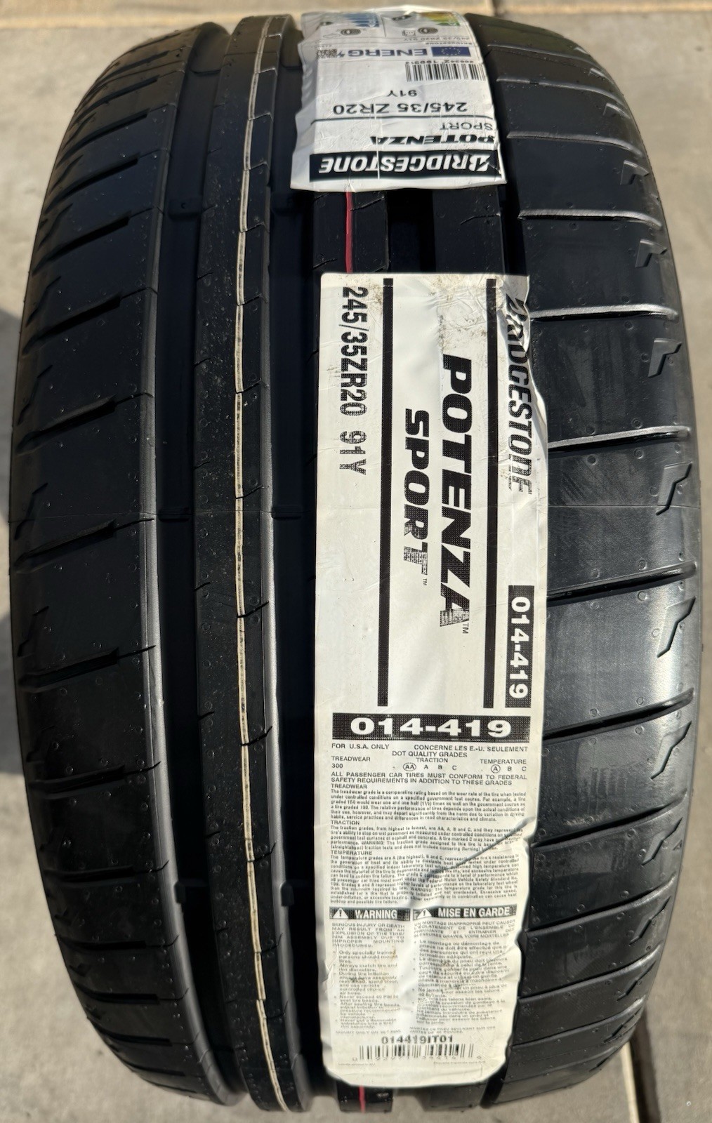 Set of TWO BRAND NEW 245/35ZR20 Bridgestone Potenza Sport Tires Like Michelin 4S