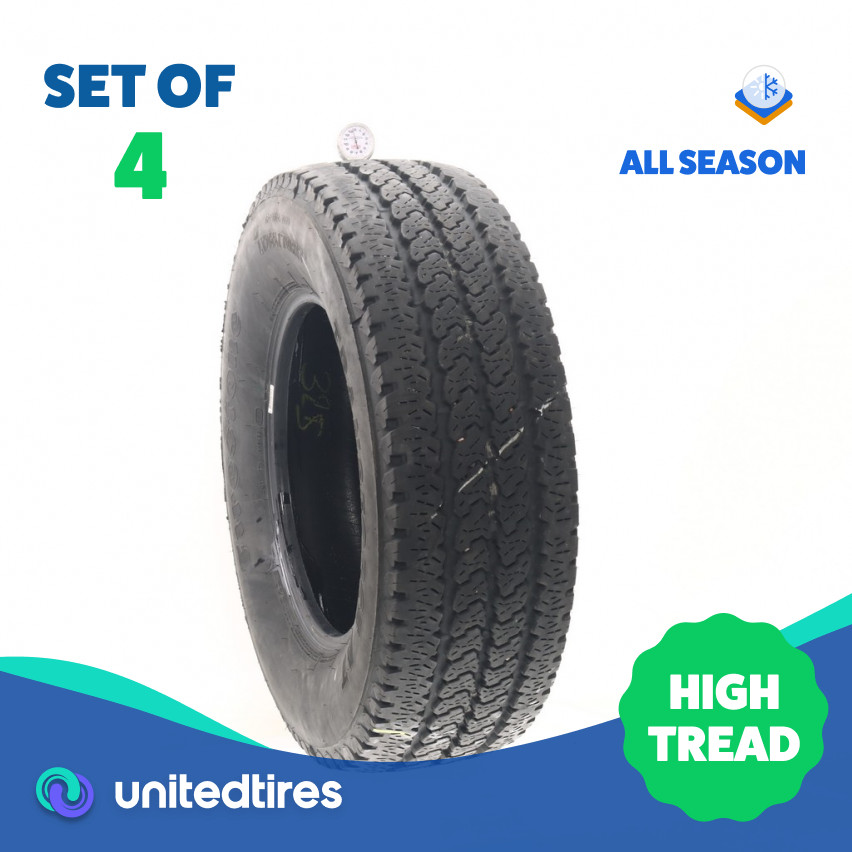 Set of (4) Used LT 265/70R17 Firestone Transforce AT 121/118Q – 13.5-14.5/32