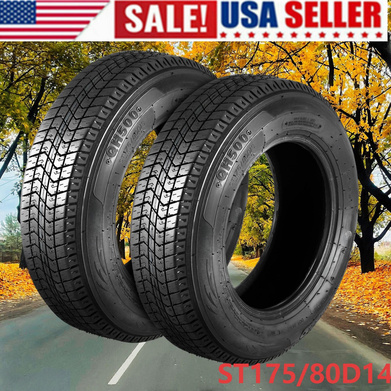 💎??Set Of 2 ST205/75D14 Trailer Tires 6 Ply Heavy Duty 205 75 14 Replacement Ty