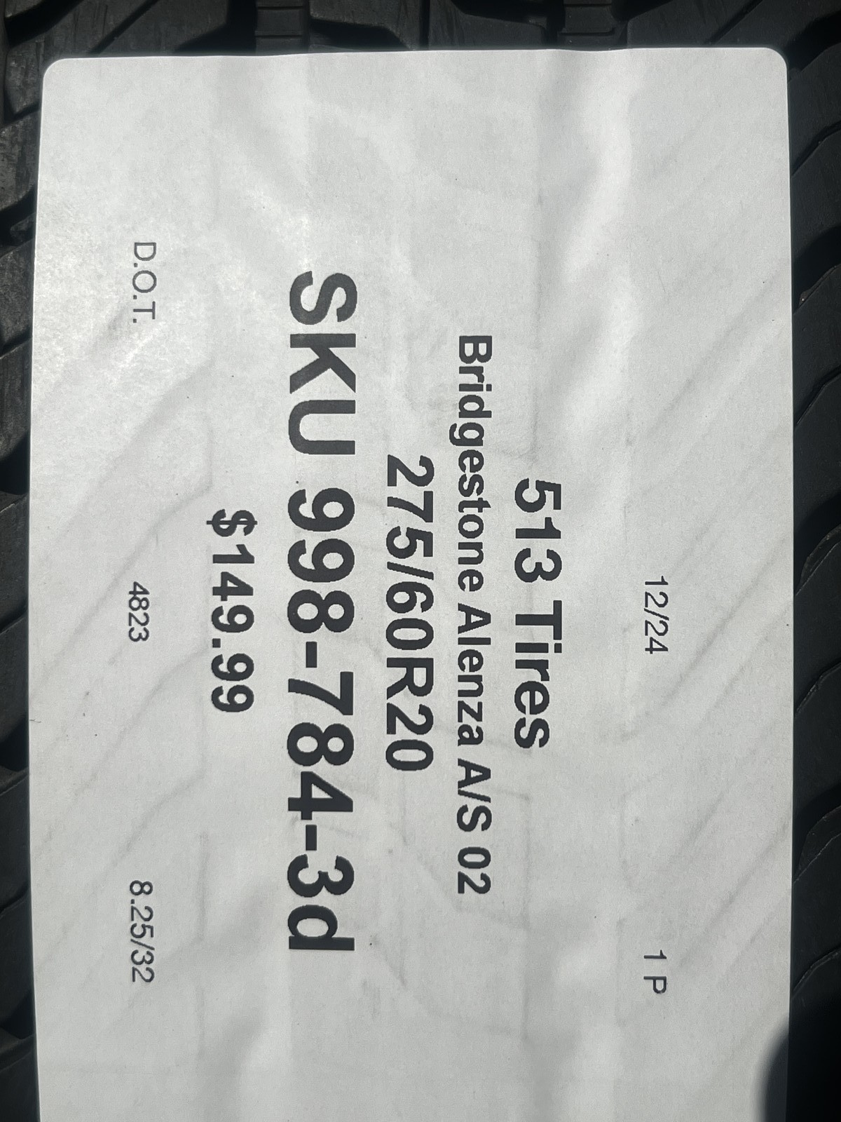 1 Tire Bridgestone Alenza A/S 02 TPC 275/60R20 115S DOT.4823 8.25/32