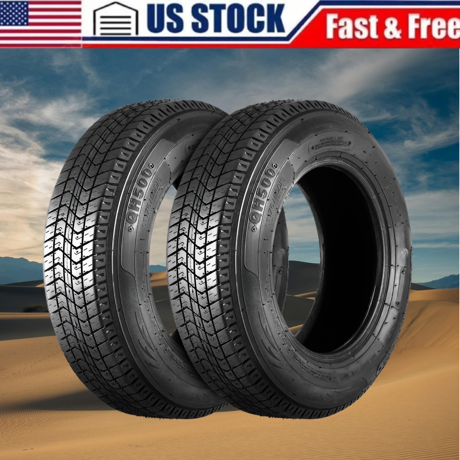 2 Pack Tires ST 205/75D14 205-75-14 205/75/14 Load Range C 6 Ply Trailer Tires