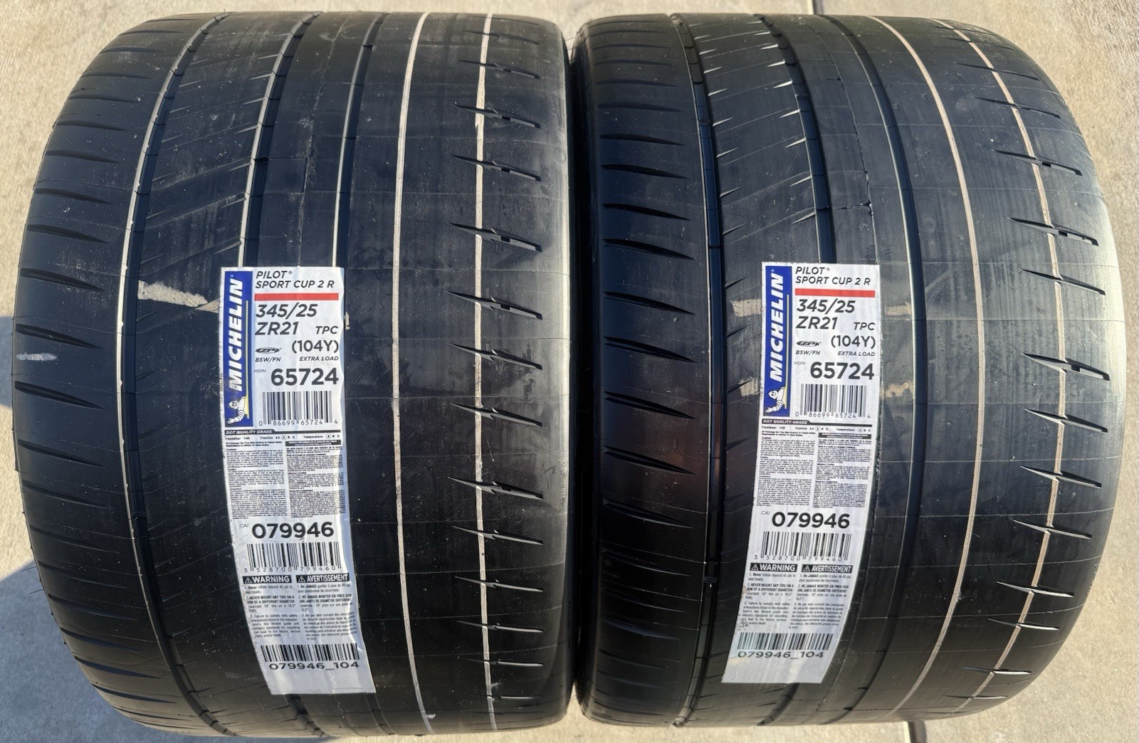 TWO BRAND NEW 345/25ZR21 (104Y) Michelin Pilot Sport Cup 2R ZP C8 Corvette Tires