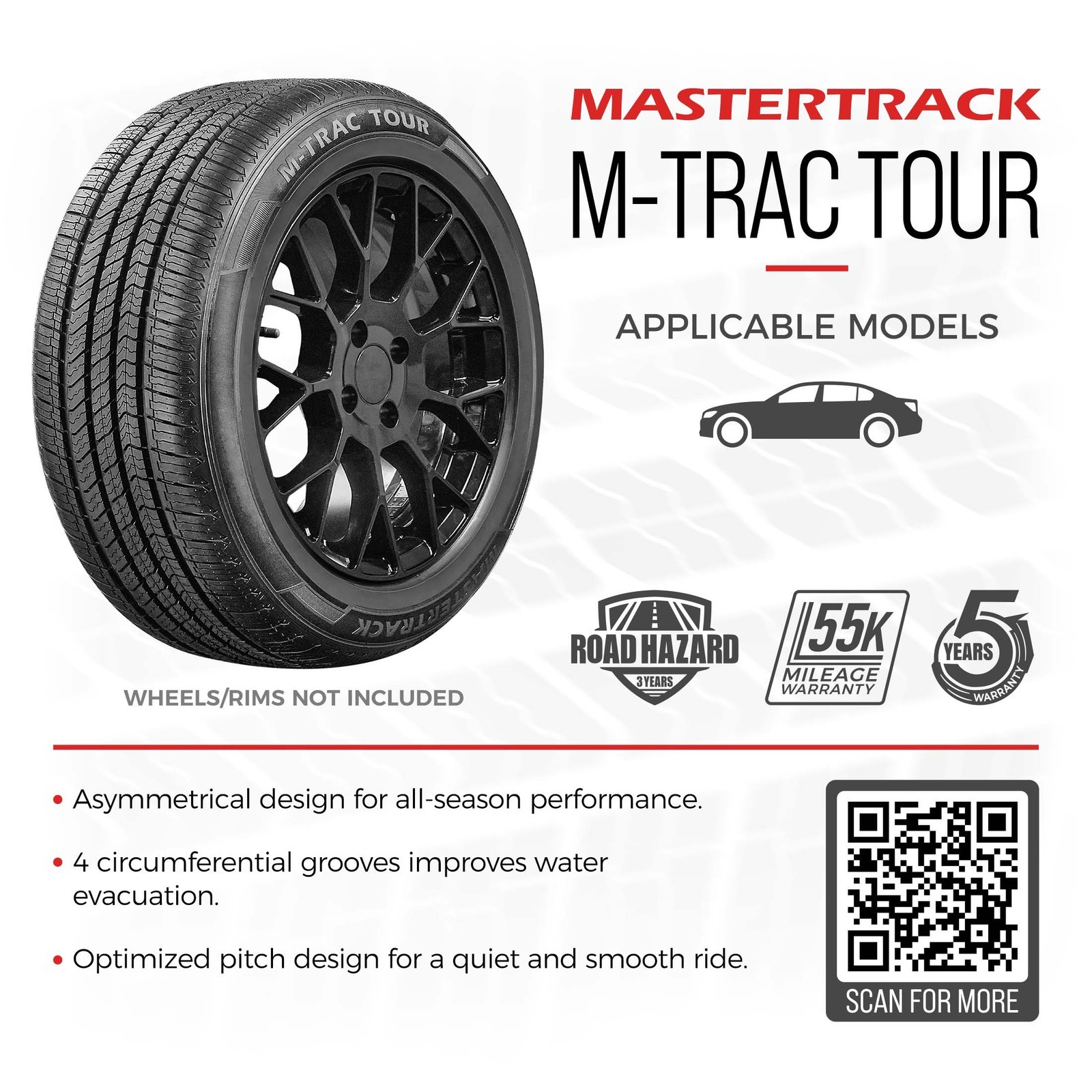Set of 4 Mastertrack M-TRAC TOUR 215/65R16 98H High Performance Passenger Tires