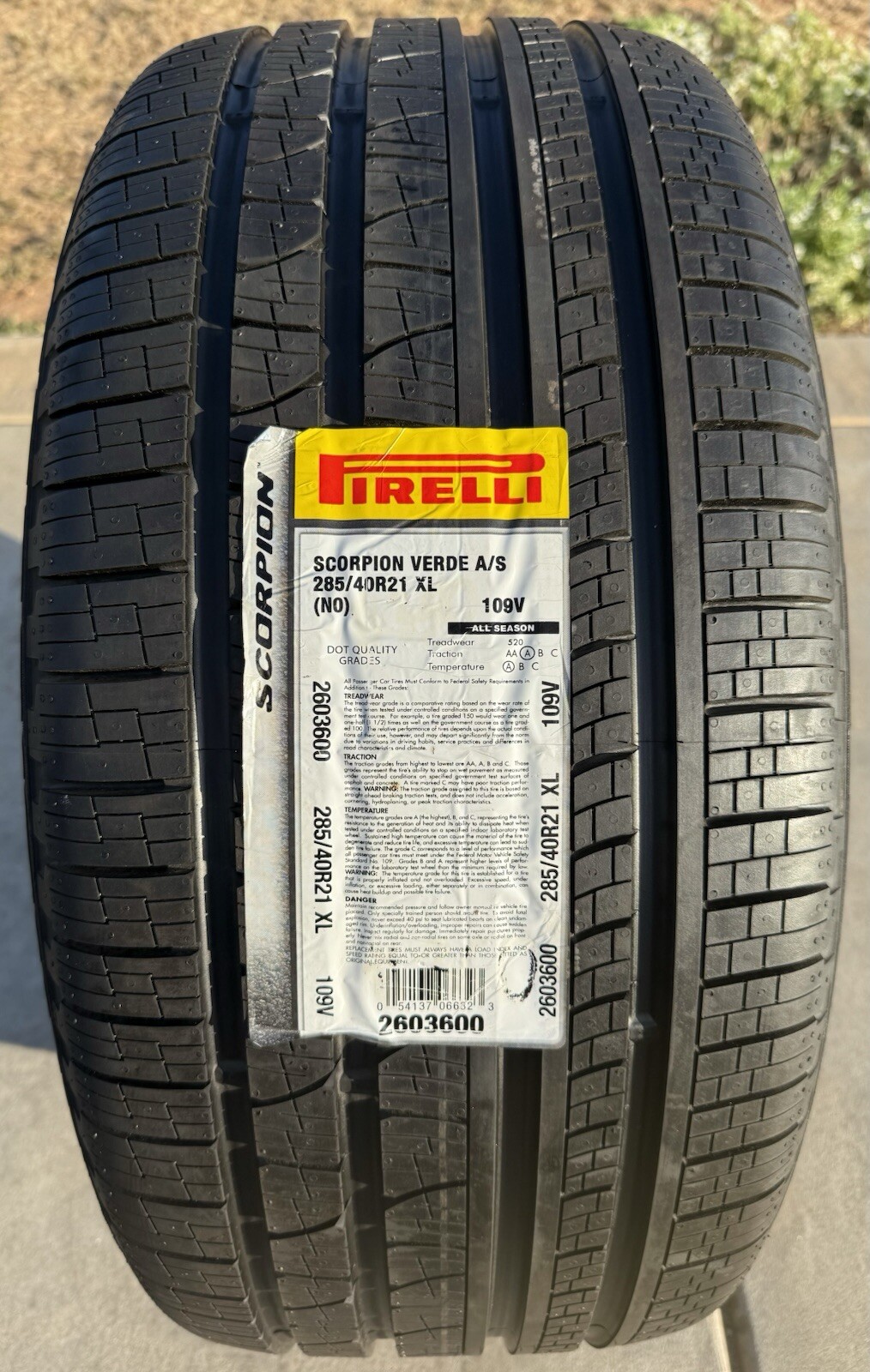 TWO BRAND NEW 285/40R21 109V Pirelli Scorpion Verde All Season A/S Porsche Tires