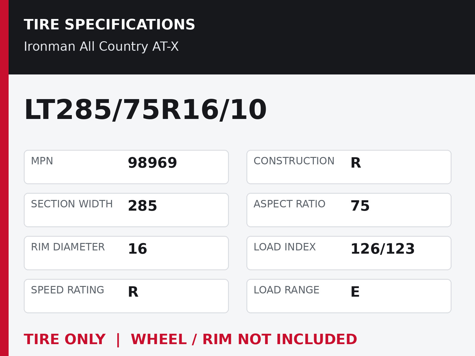 4 New Ironman All Country AT-X LT285/75R16/10 126/123R A/S Tires