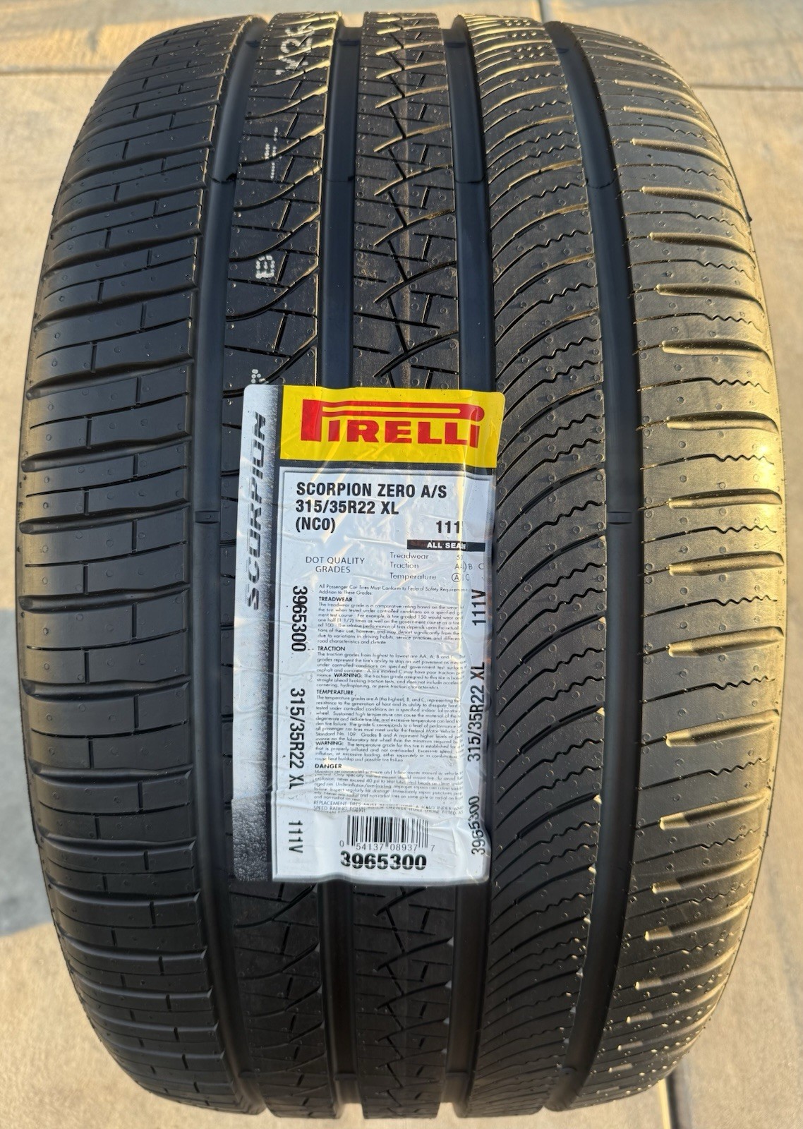 Set of TWO BRAND NEW 315/35R22 111V Pirelli Scorpion Zero A/S All Season Tires