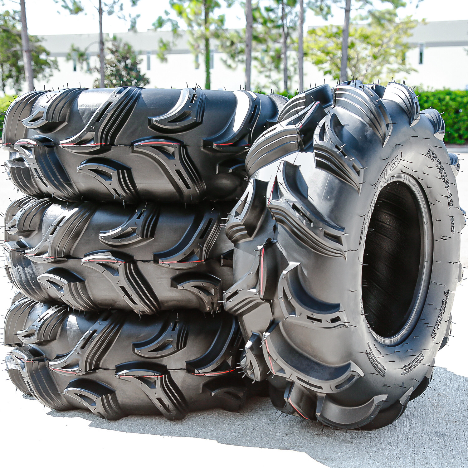 4 Forerunner Vulcan 28×9.00-12 28×9-12 28x9x12 52F 6 Ply M/T Mud ATV UTV Tires