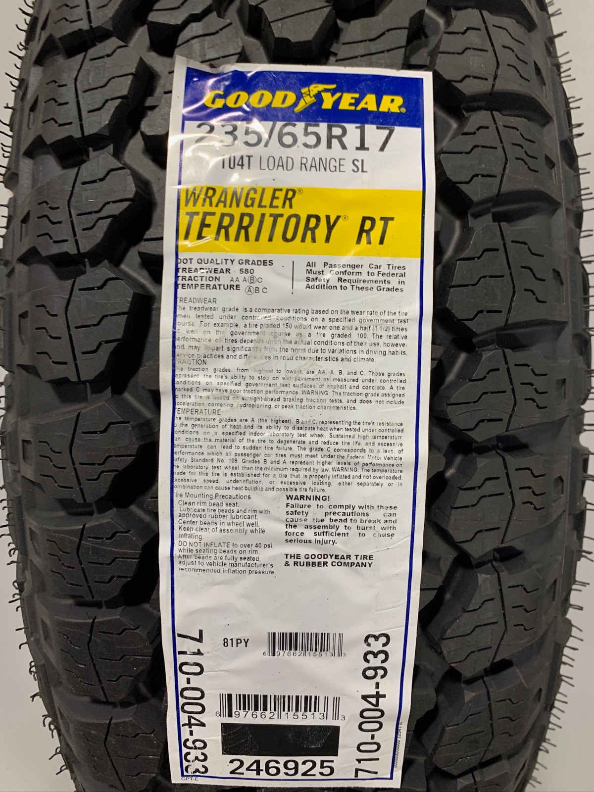 2 New 235 65 17 Goodyear Wrangler Territory RT All Terrain (2024) Tires