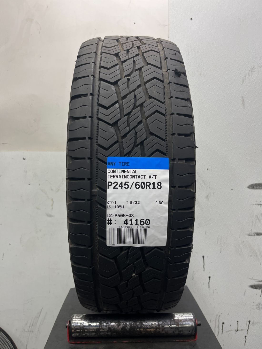 1 Used P245/60R18 Continental TerrainContact A/T 105 H – 9/32