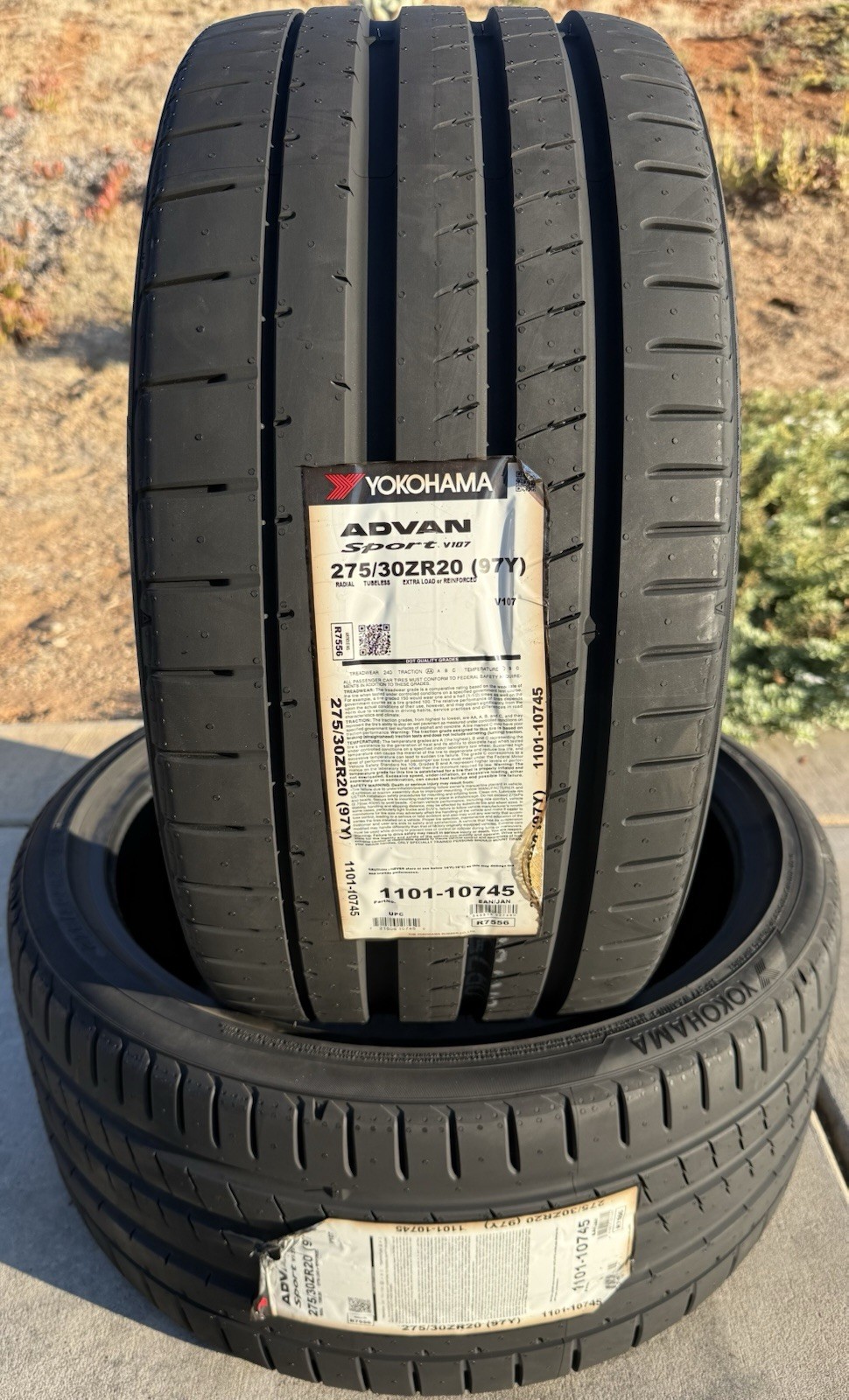 Set of TWO BRAND NEW 275/30ZR20 (97Y) Yokohama ADVAN Sport V107 Tires 2753020