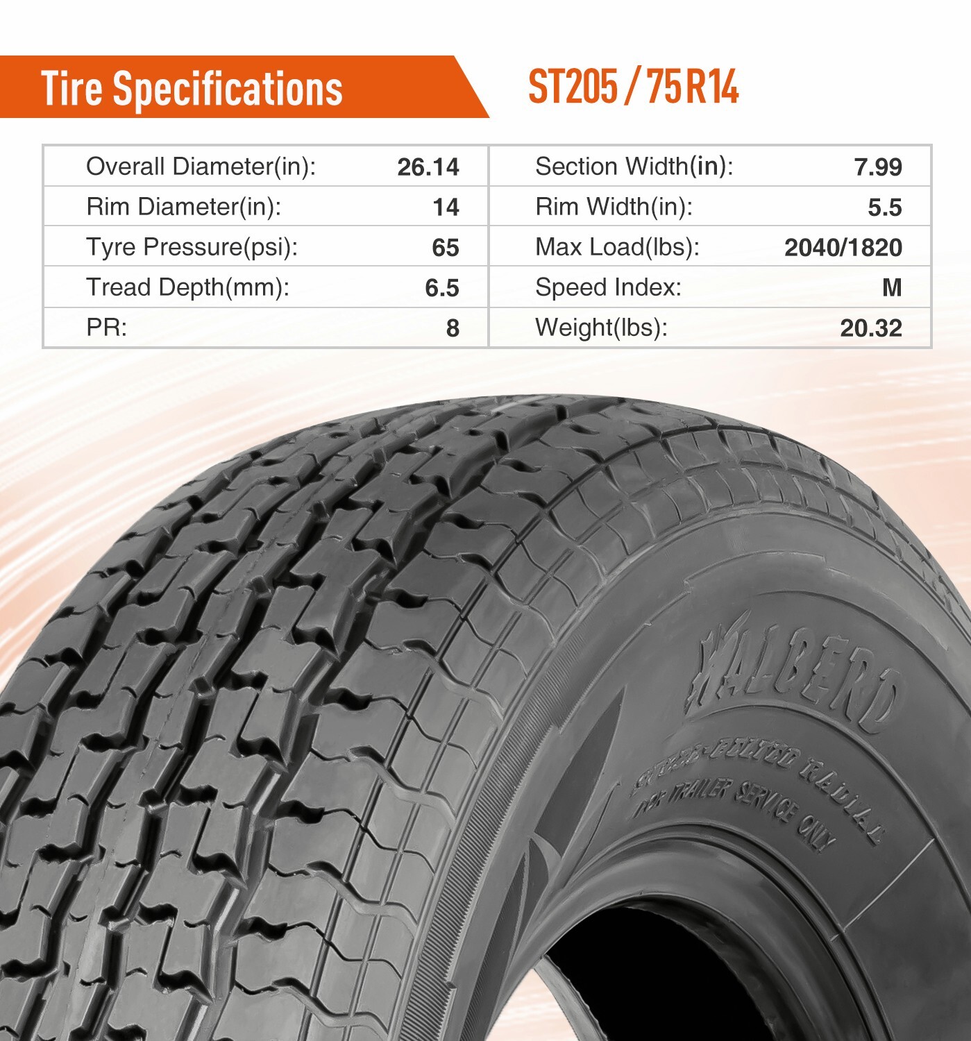 Set 4 ST205/75R14 Trailer Tires Radial 205 75 14 8PR 205/75/14 Heavy Duty Tyres