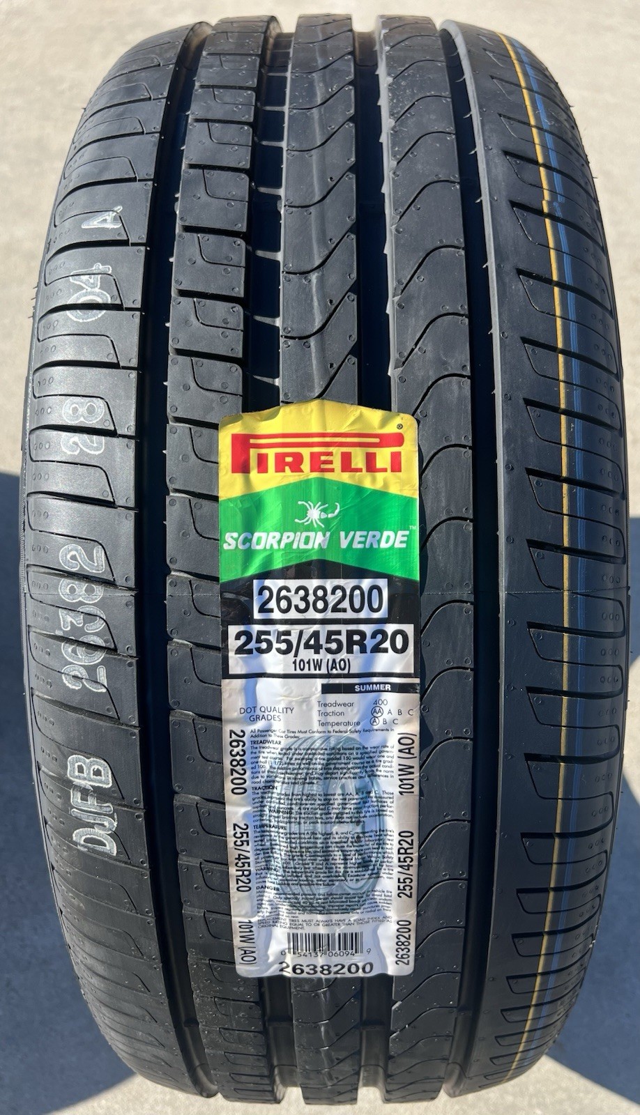 Set of FOUR BRAND NEW 255/45R20 101W Pirelli Scorpion Verde AO Audi Tires
