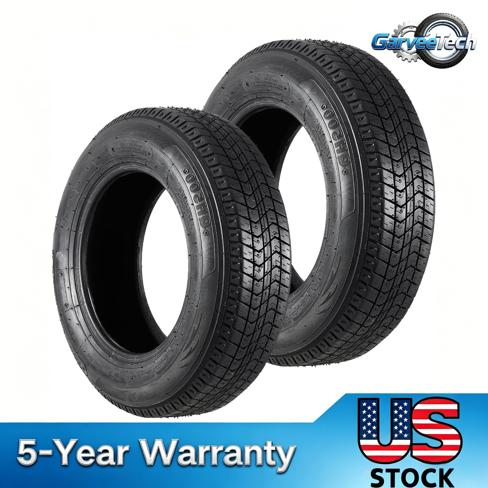 2PCS ST205/75D14 Trailer Tires 6 PR Heavy Duty 205 75 14 For Replacement