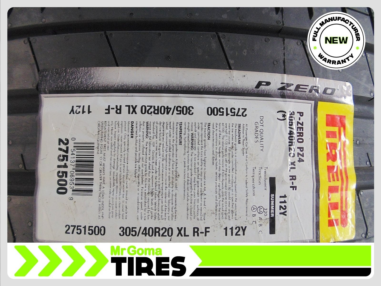 2 BRAND NEW TIRES PIRELLI P ZERO TM PZ4 RSC RFT XL 305/40R20 RUN FLAT 3054020