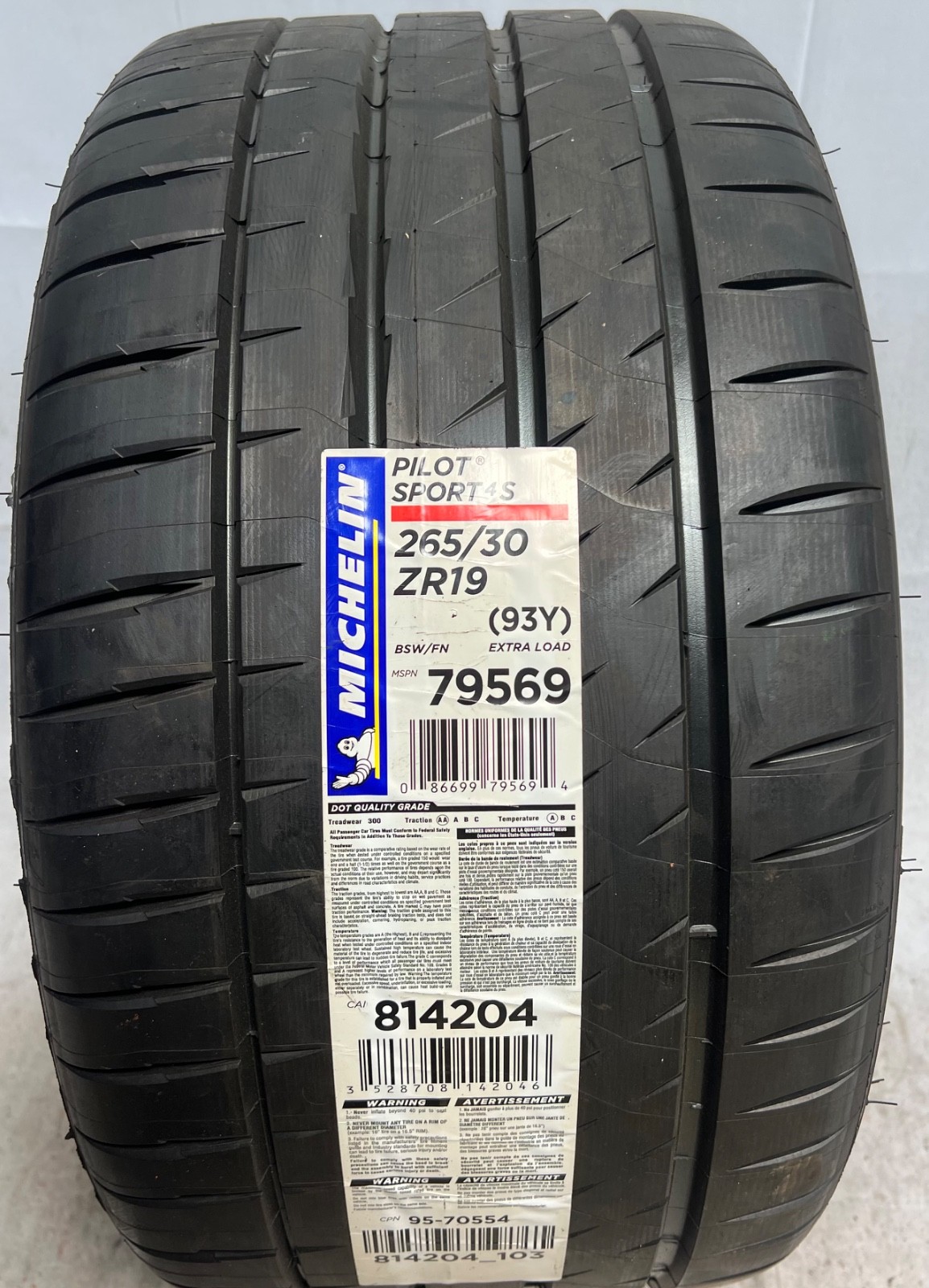 1 – NEW 265/30ZR19 XL (93Y) Michelin Pilot Sport 4 S – 7090