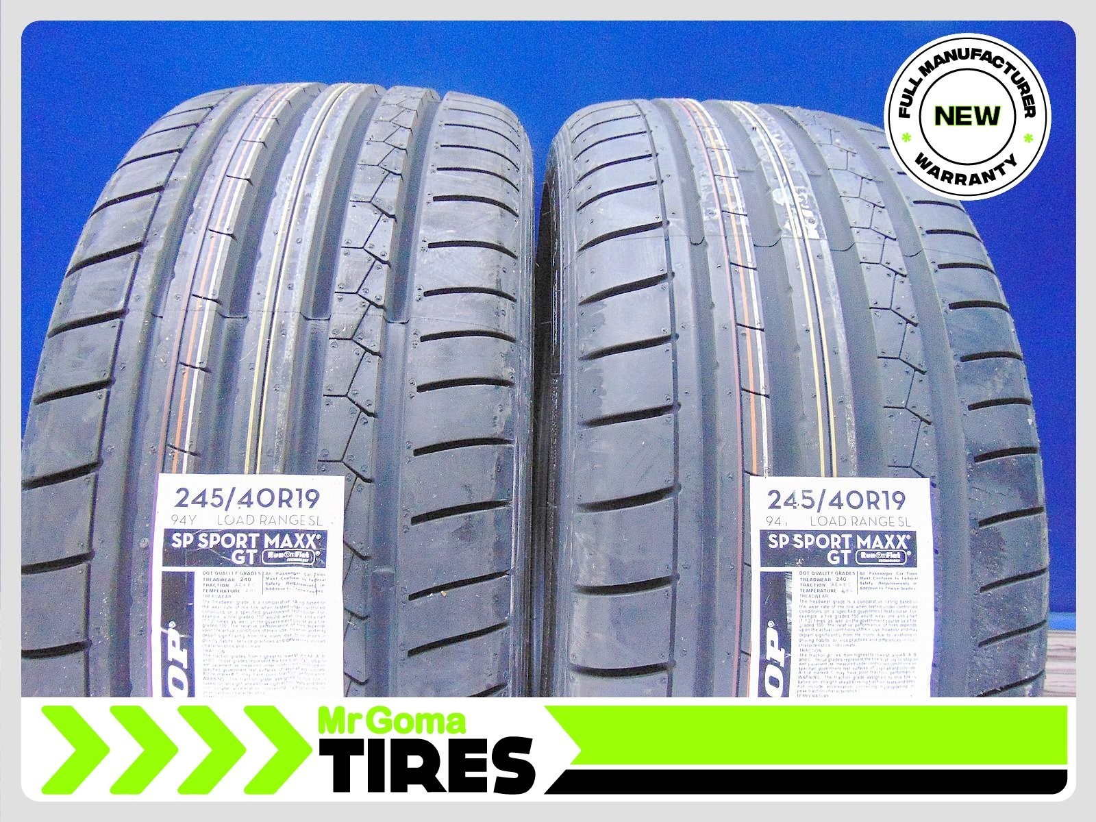 SET OF 2 NEW 245/40R19 DUNLOP SP SPORT MAXX GT DSST RFT TIRES 94Y BMW Run flat