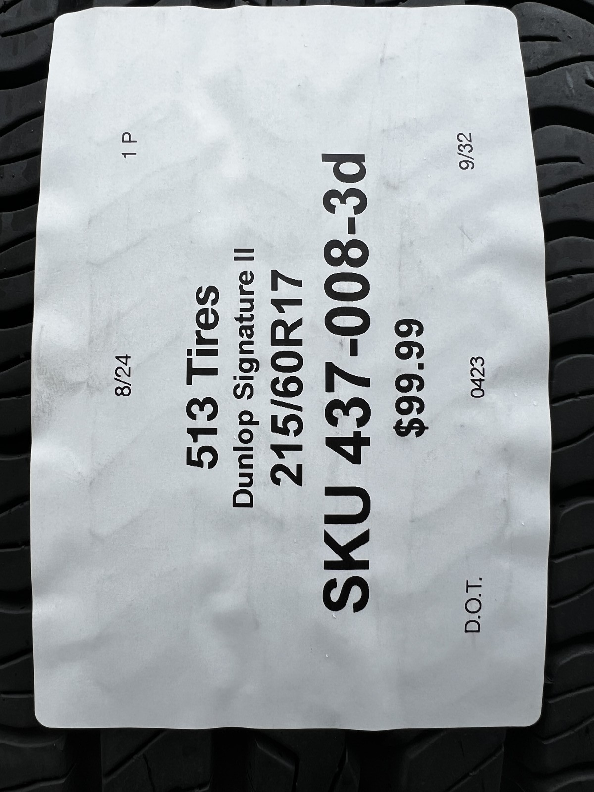 1 Tire Dunlop Signature II 215/60R17 96T DOT.0423 9/32