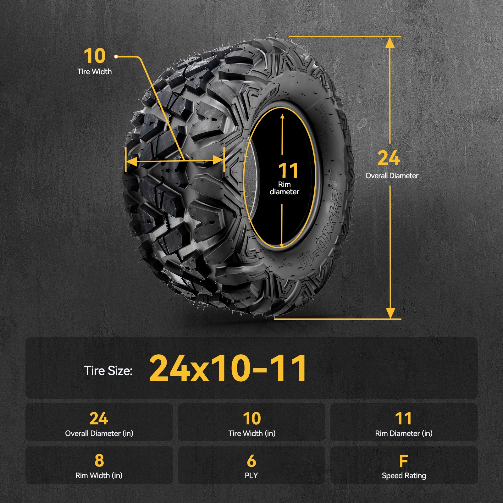 2Pcs 24×10-11 ATV Tires 6PLY All Terrain New