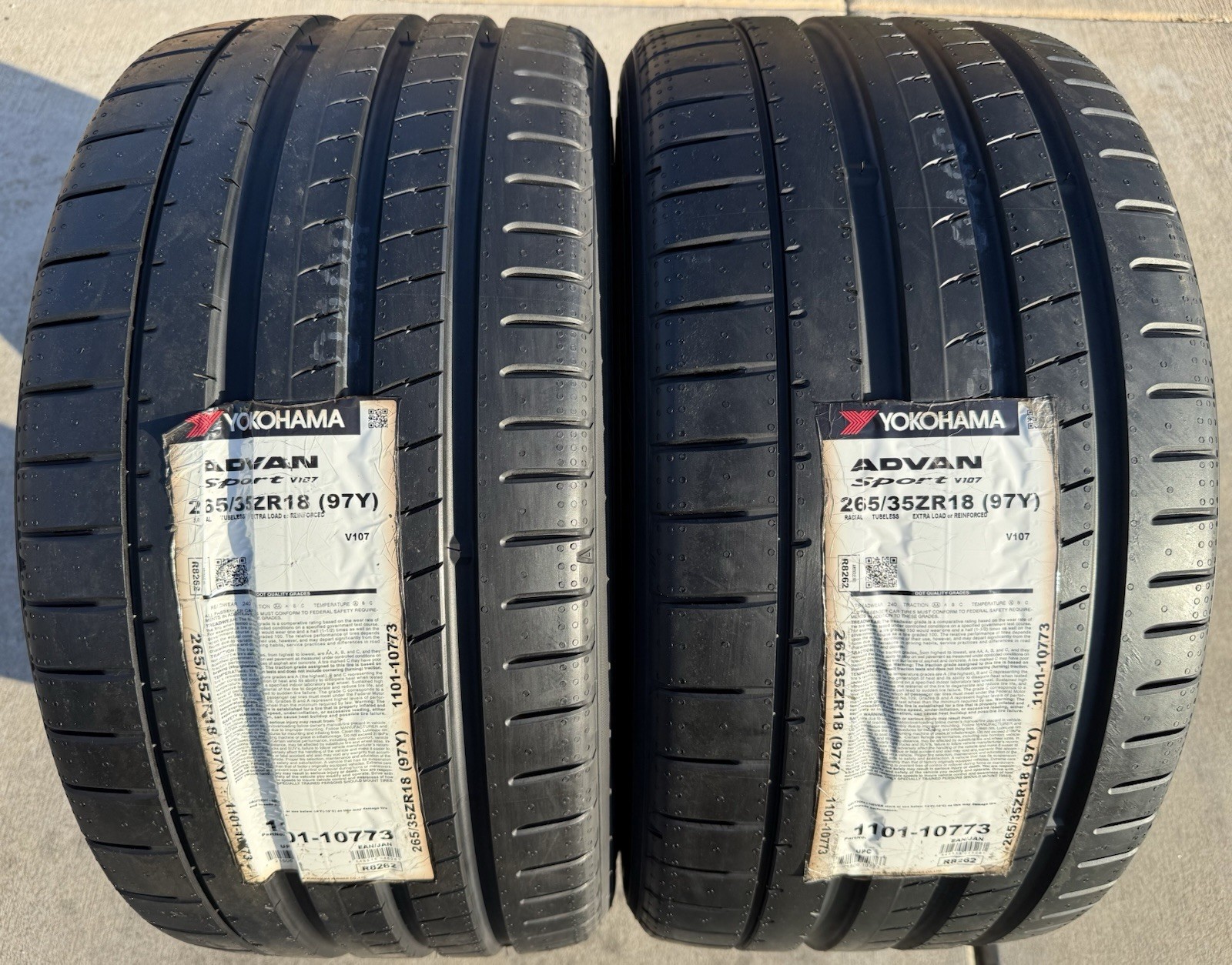 Set of FOUR BRAND NEW 265/35ZR18 (97Y) Yokohama ADVAN Sport V107 Tires 2653518