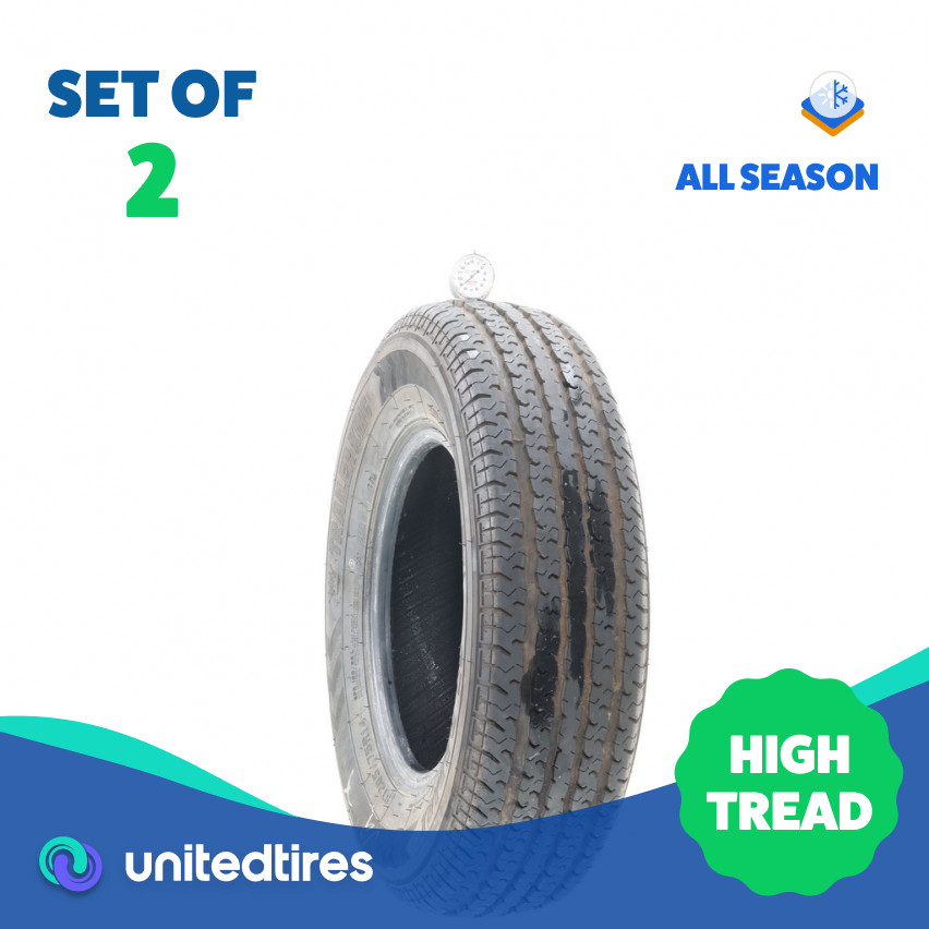 Set of (2) Used ST 205/75R14 Trailer King II ST Radial 100/96L – 8.5/32