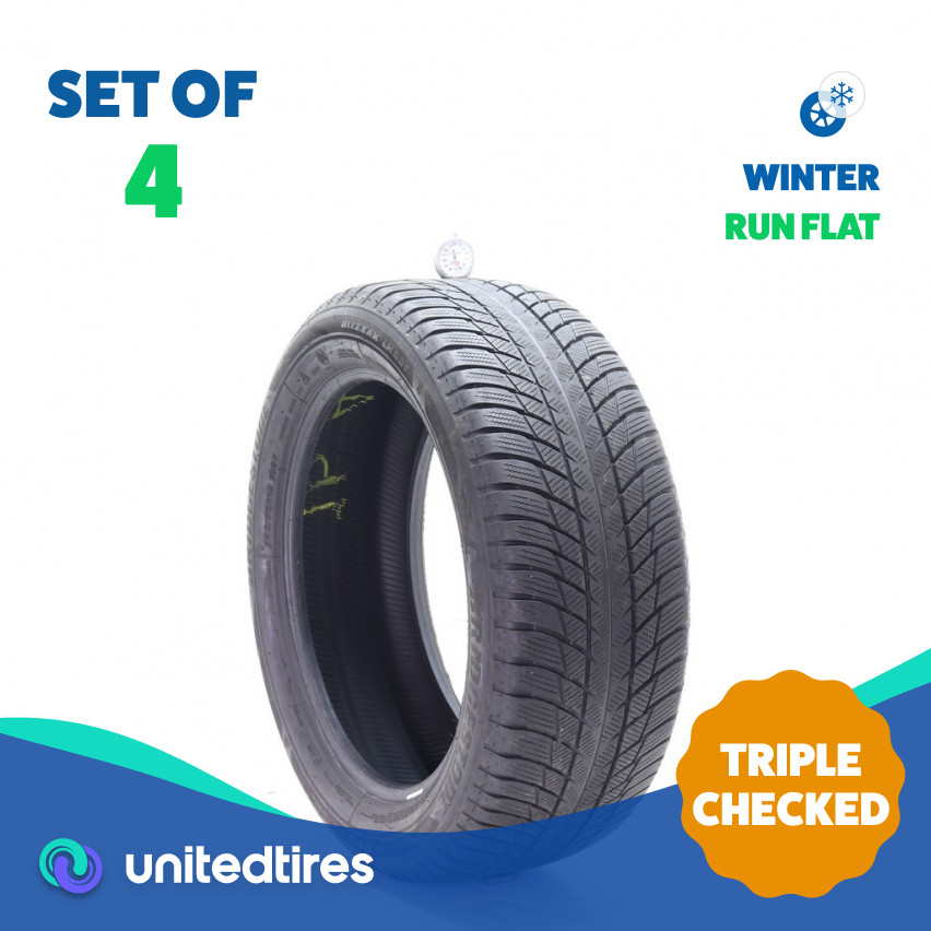 Set of (4) Used 245/50R19 Bridgestone Blizzak LM-001 RFT 105V – 6.5-7/32