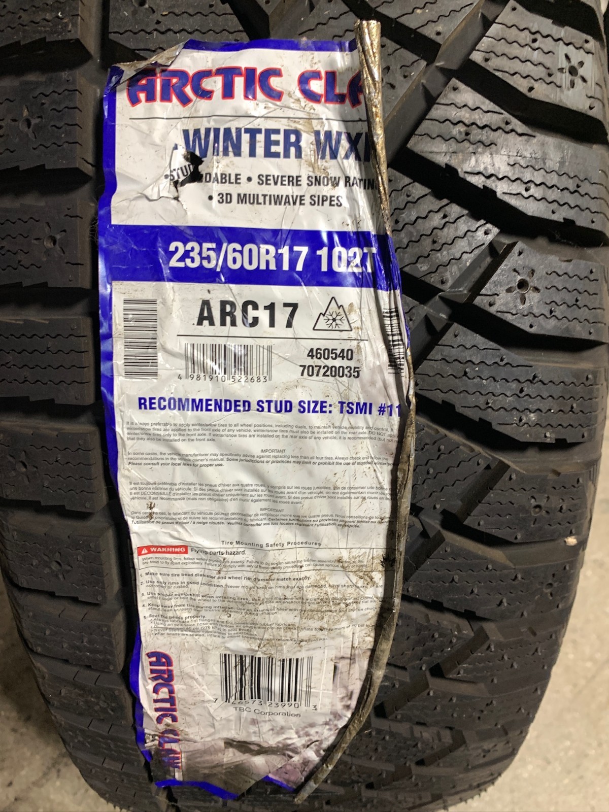 1 New 235 60 17 Arctic Claw Winter WXI Studdable Snow Tire
