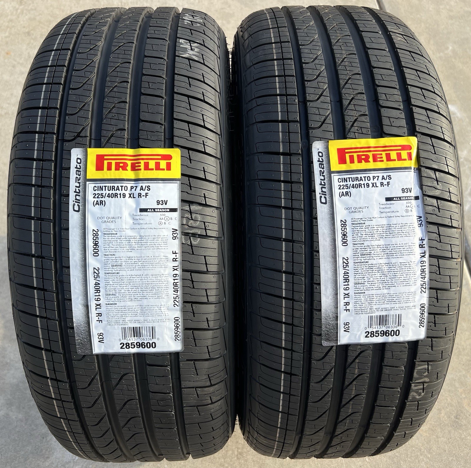TWO NEW 225/40R19 Pirelli Cinturato P7 A/S AS All Season BMW Run Flat RFT Tires
