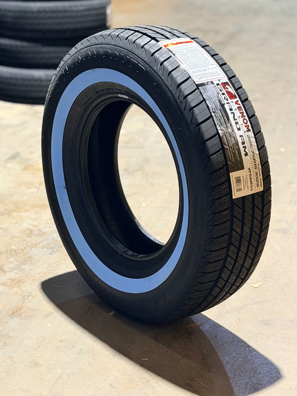 SET OF 4 NEW 225-75R15 VENOM GRAND AM 1.4″ WHITE WALL 225/75-15 RADIAL TIRE