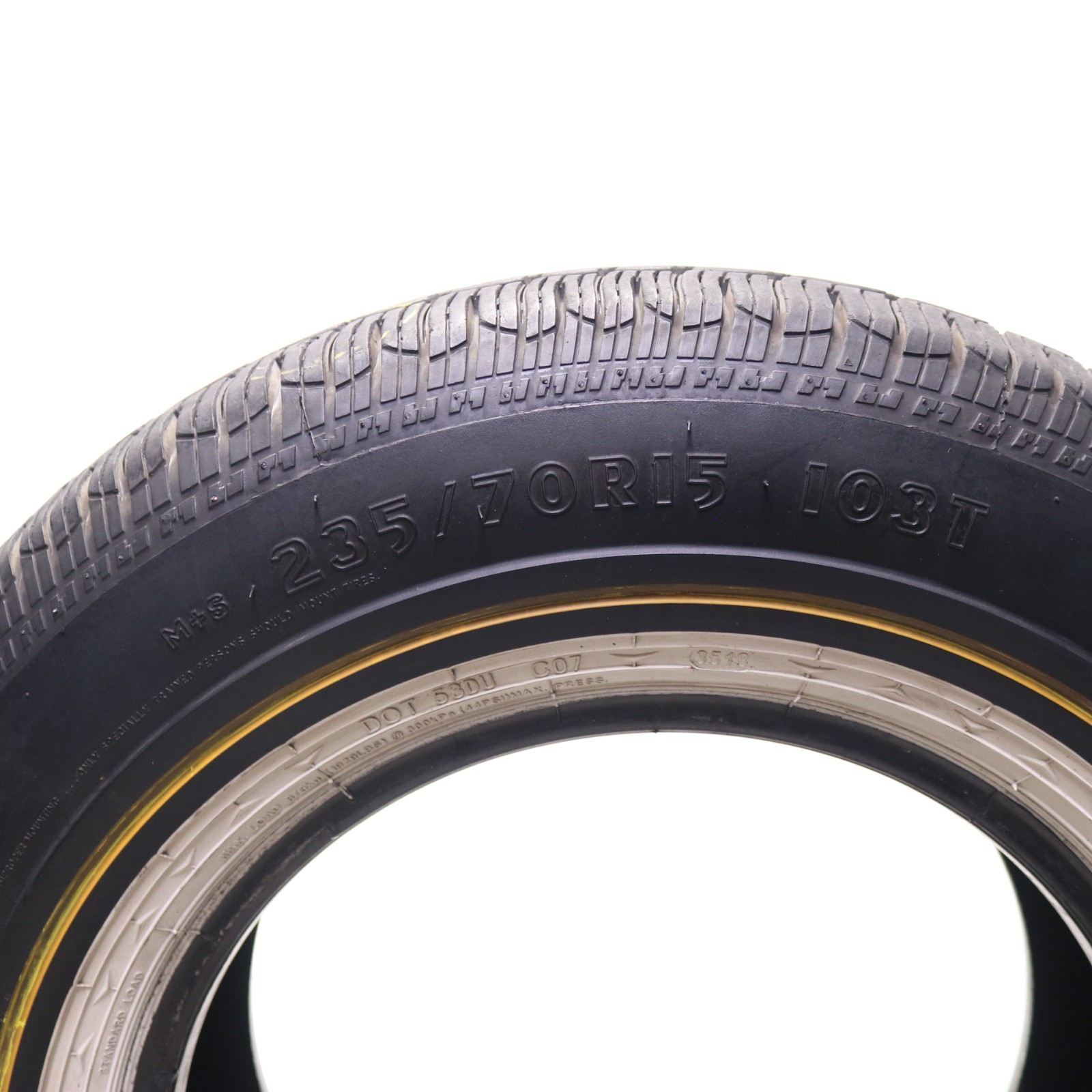 Used 235/70R15 Vogue Custom Built Radial VIII Gold Stripe 103T 8.5/32 No Repairs