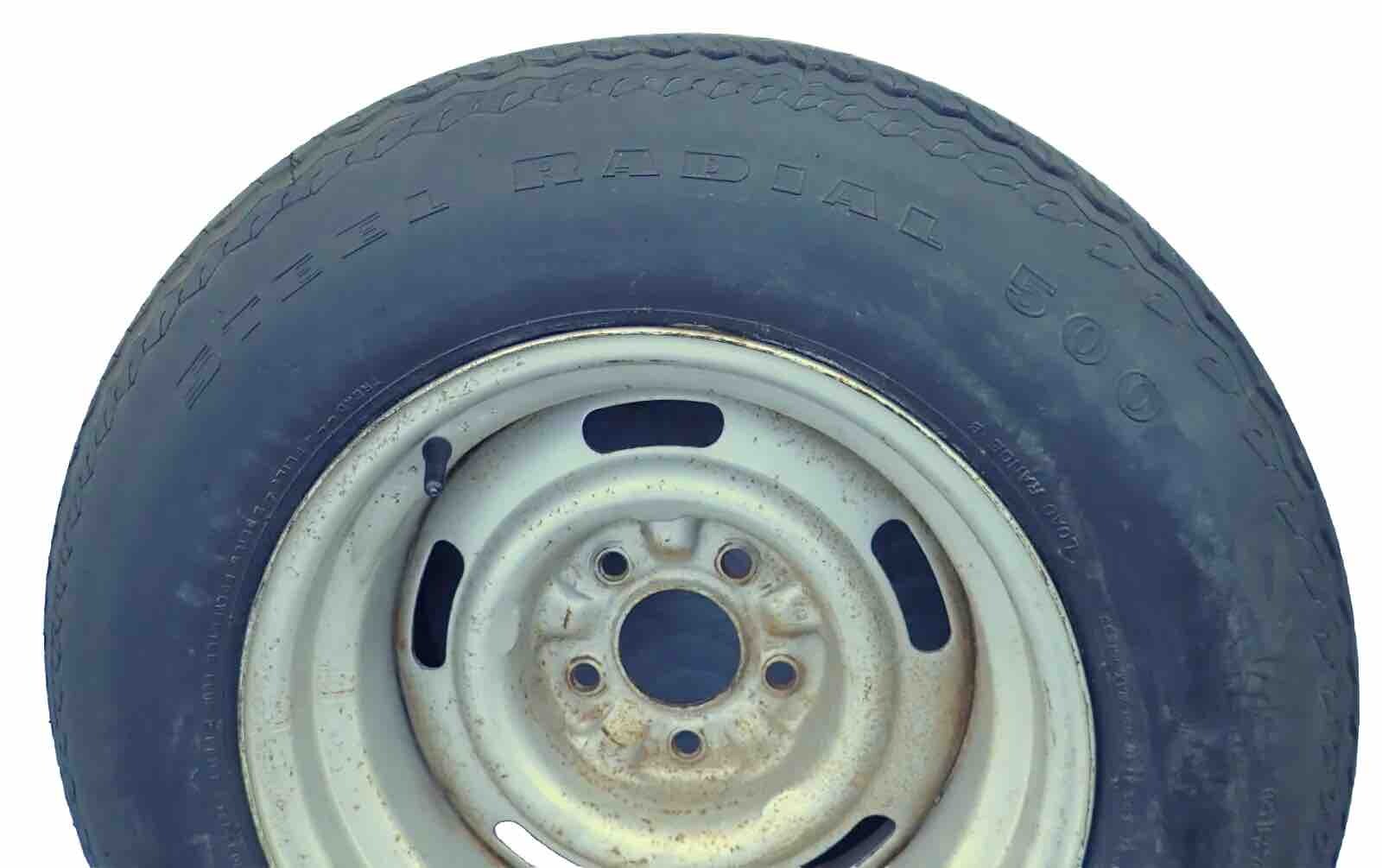 GM 15×8 Rally Wheel Firestone GR70-15 Steel Radial 500 Tire 70s Corvette OEM