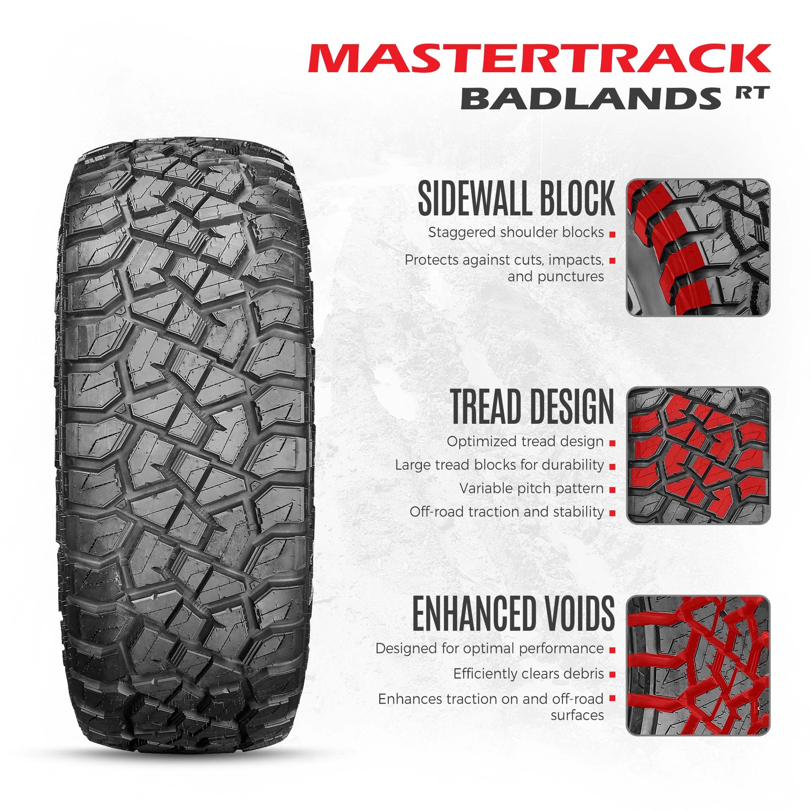 Mastertrack BADLANDS RT LT285/75R16 126Q 10 Ply Rugged Terrain Light Truck Tire
