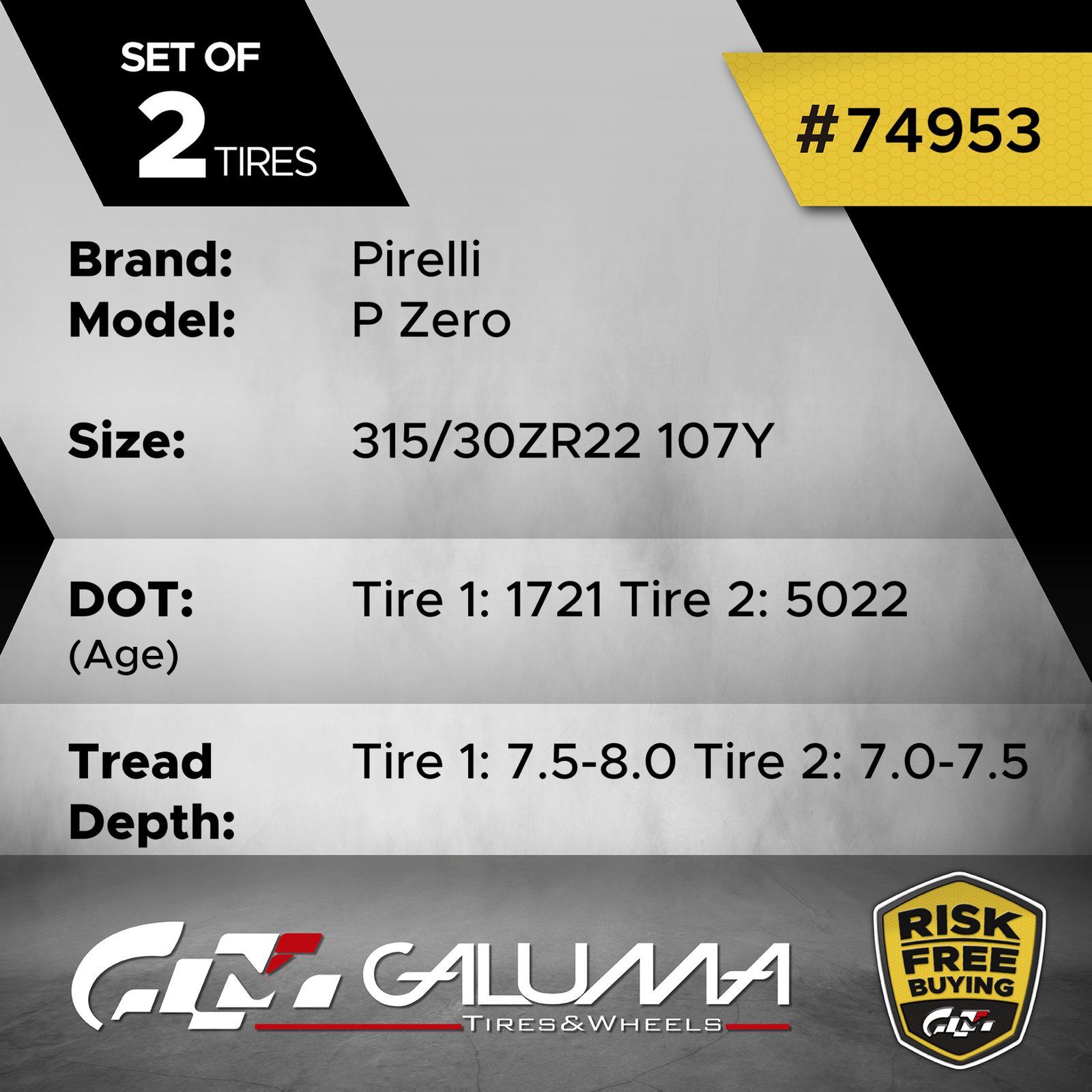 Set of 2 Tires Pirelli P Zero (N0) 315/30ZR22 315/30/22 3153022 107Y #74953