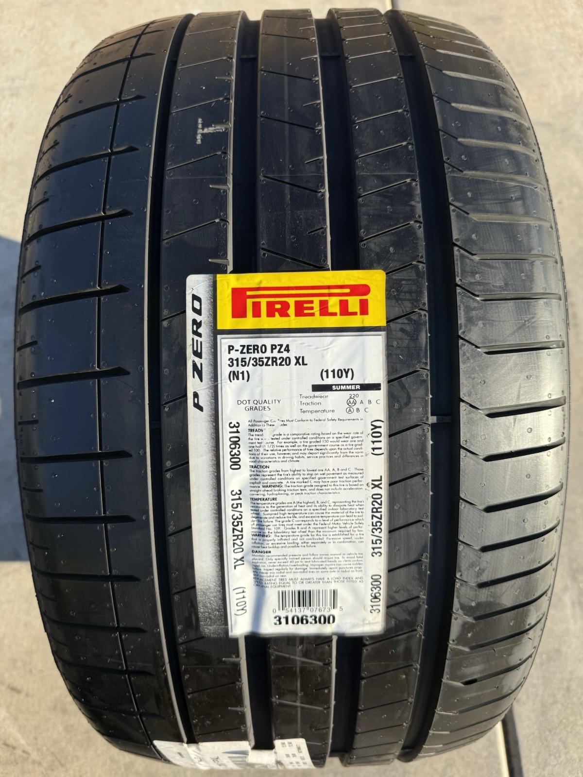 TWO BRAND NEW 315/35ZR20 (110Y) Pirelli P Zero PZ4 N1 Spec Porsche Tires 3153520