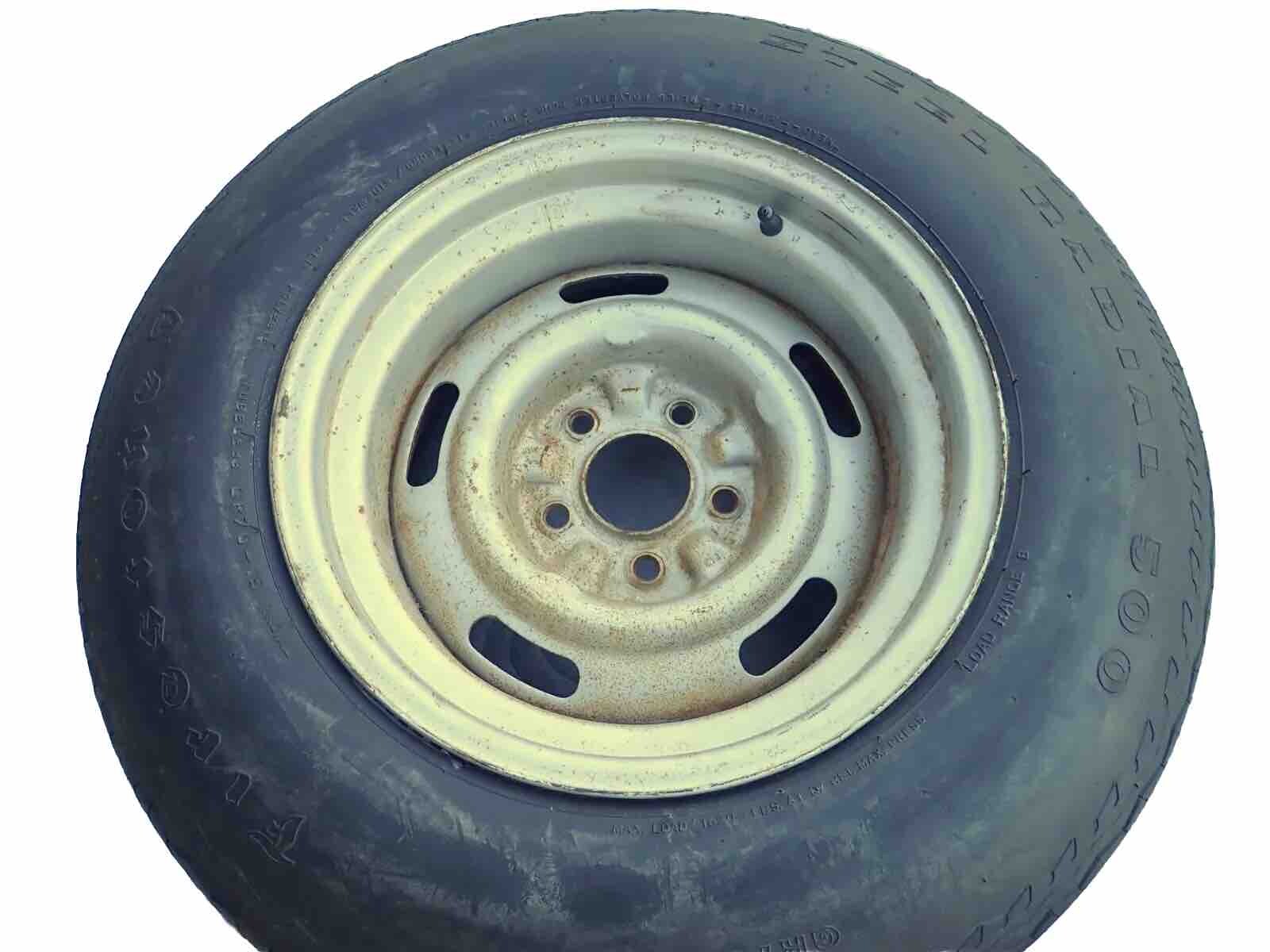 GM 15×8 Rally Wheel Firestone GR70-15 Steel Radial 500 Tire 70s Corvette OEM