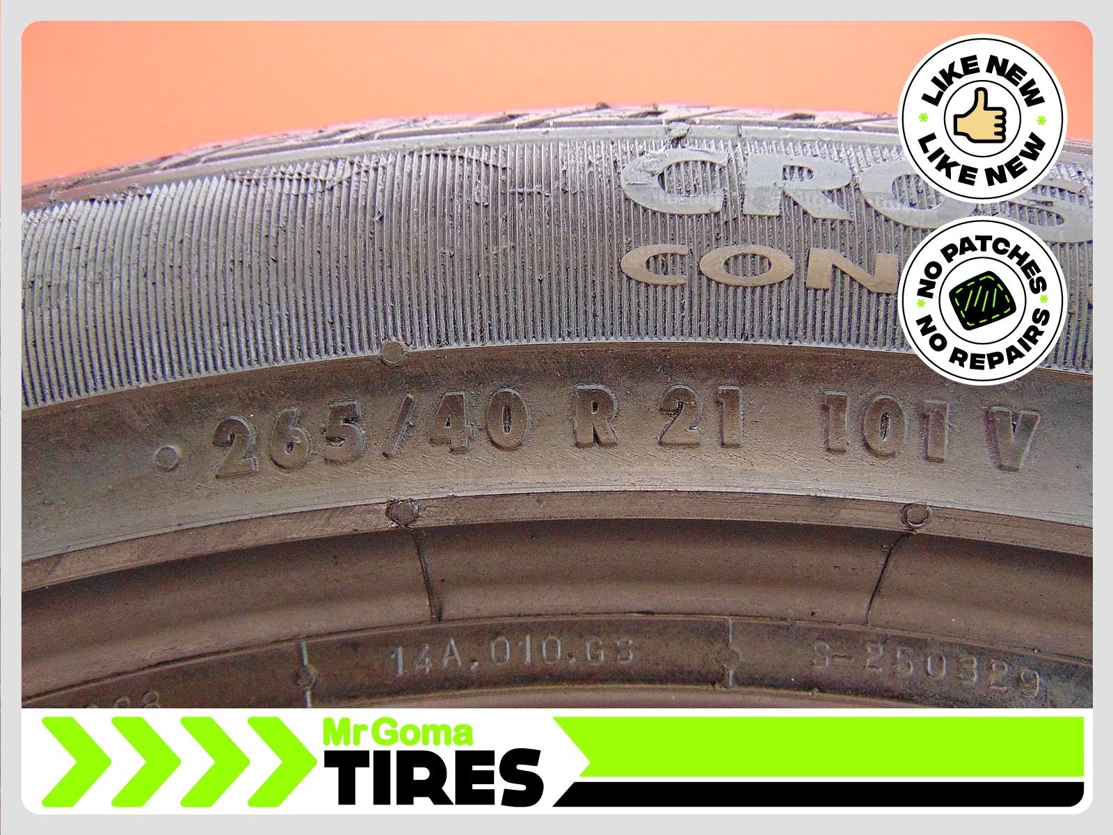1 CONTINENTAL CROSSCONTACT LX SPORT 265/40R21 USED TIRE 9.3/32 TREAD 101V