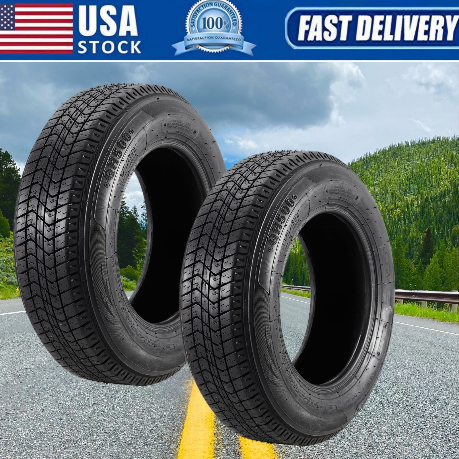 2 Pack Tires ST 205/75D14 205-75-14 205/75/14 Load Range C 6 Ply Trailer Tires