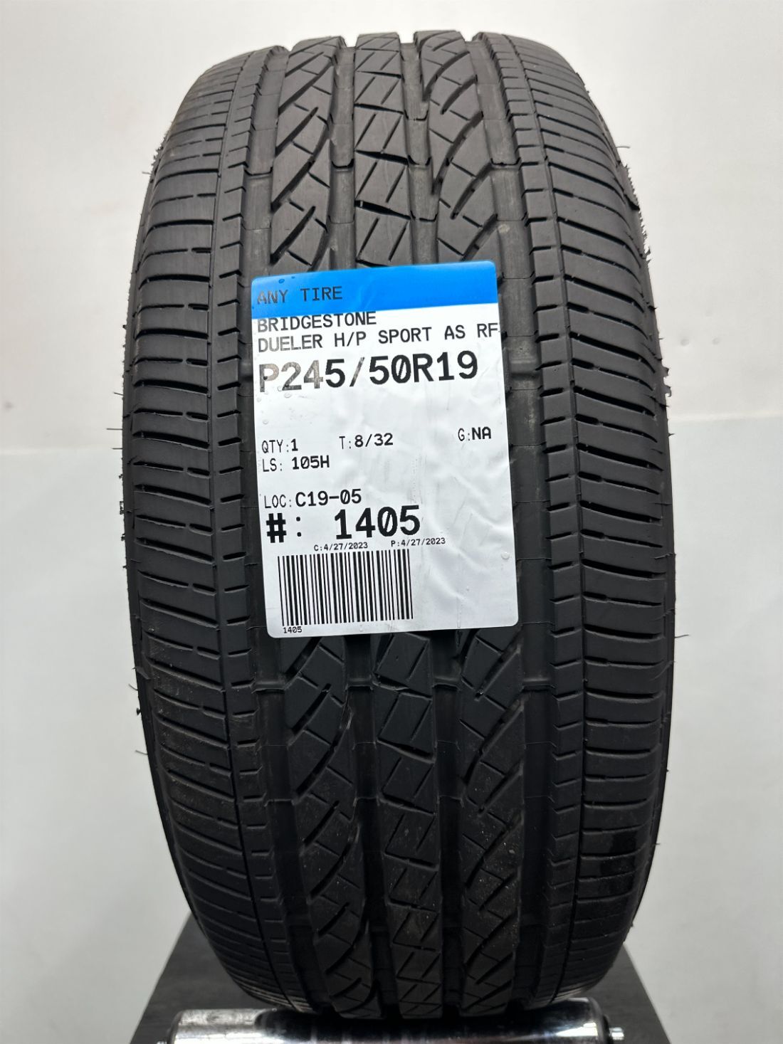 1 Bridgestone Dueler h/p sport as RFT Used Tire P245/50R19 2455019 245/50/19 8/