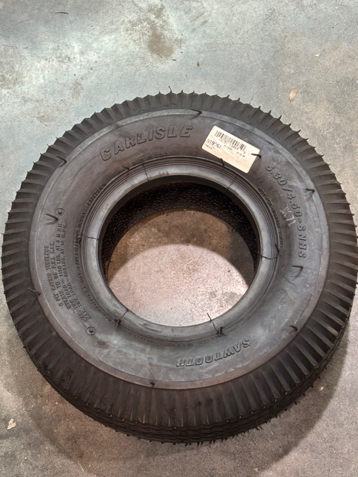 Tire 5.3/4.50-6 Carlisle (Carlstar) Sawtooth Lawn & Garden 76A3 Load 6 Ply (R1)
