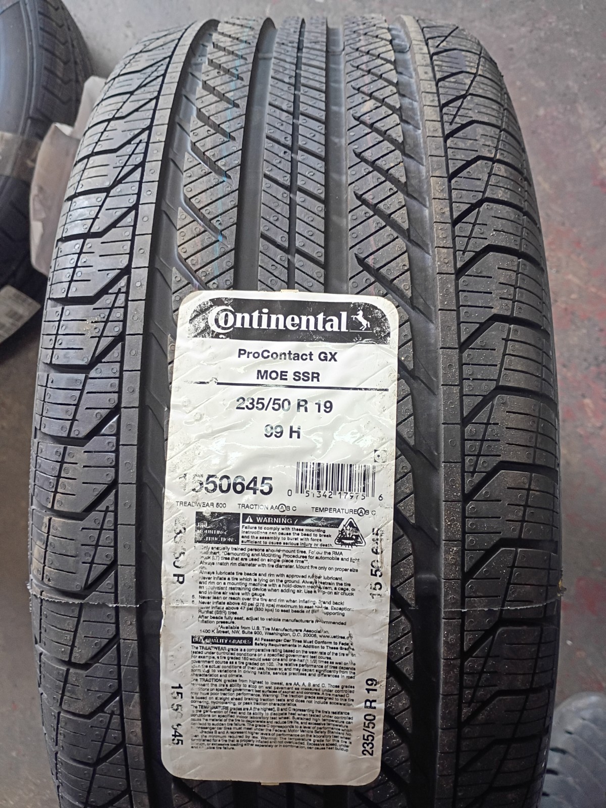 Continental ProContact gx moe ssr runflat 23550R19 Tire #2
