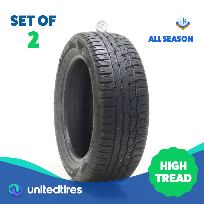 Set of (2) Used 205/55R16 Nokian Encompass AW01 91V – 9/32