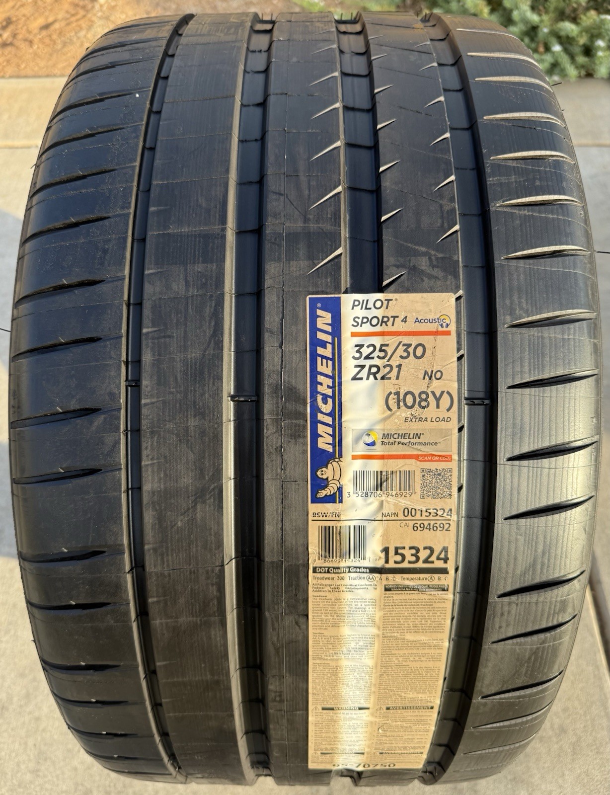 TWO BRAND NEW 325/30ZR21 (108Y) Michelin Pilot Sport 4 N0 Porsche Acoustic Tires