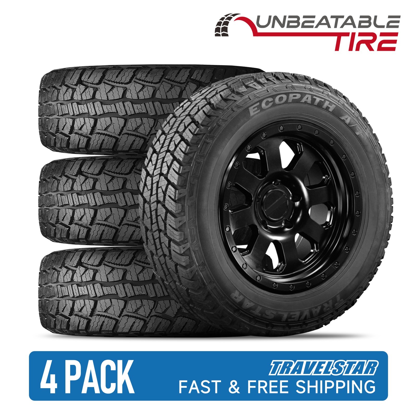 Set of 4 Travelstar Ecopath AT All Terrain 255/70R16 111T SUV Radial Tires